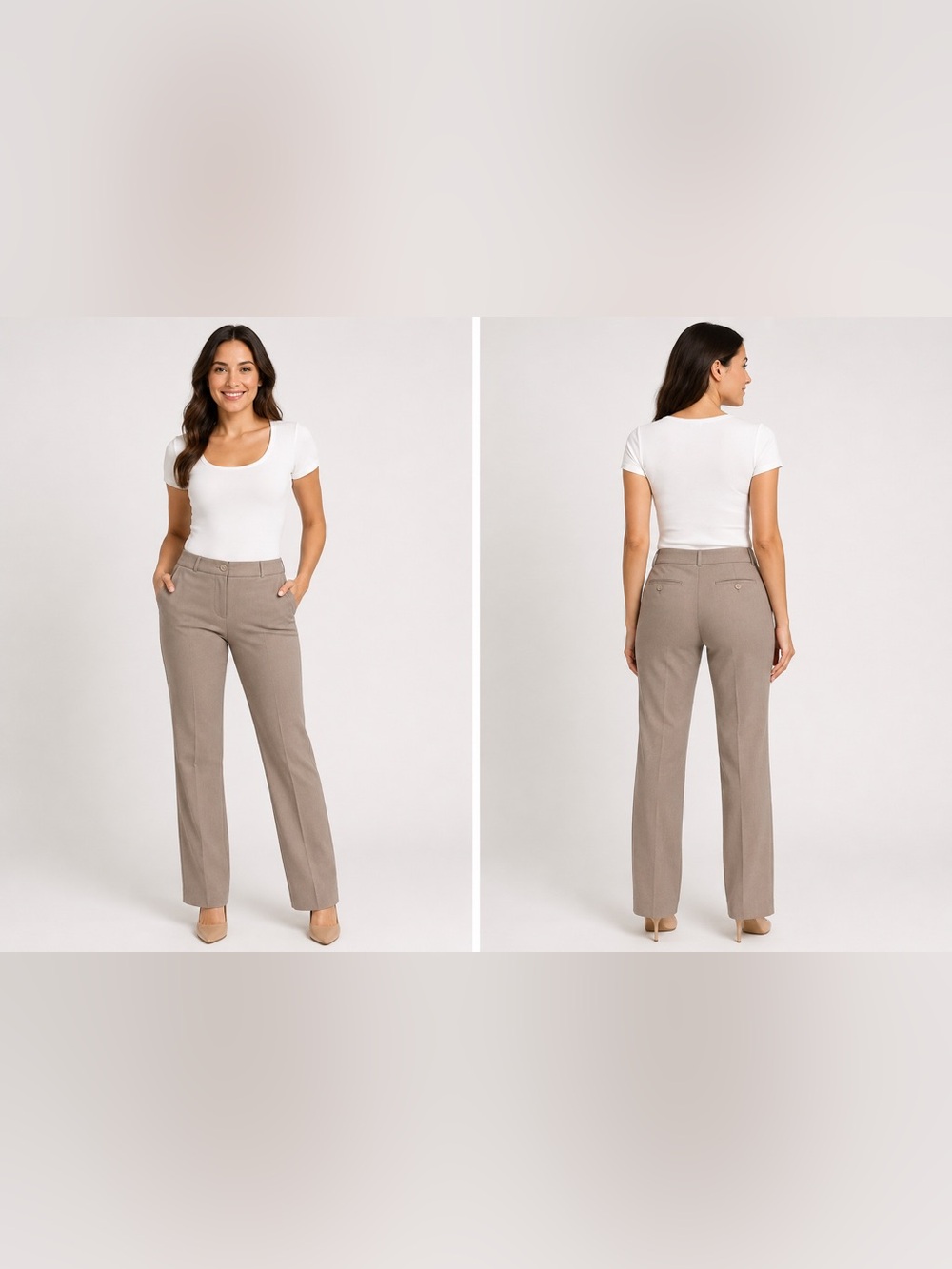 Ivanka Trump Women’s Classic Straight-Leg Beige/Taupe Dress Trousers
